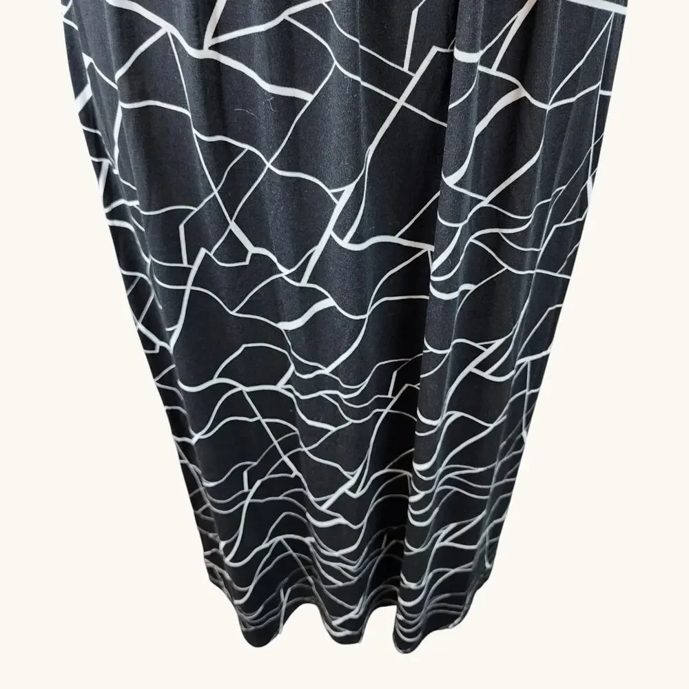 NWT Woosea Women’s XL Maxi Dress Black Geometric Sleeveless Crossover Neckline - Picture 8 of 11